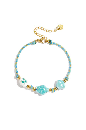 Armband mit Schildpatt- und Muschelperlen und Seilmotiv