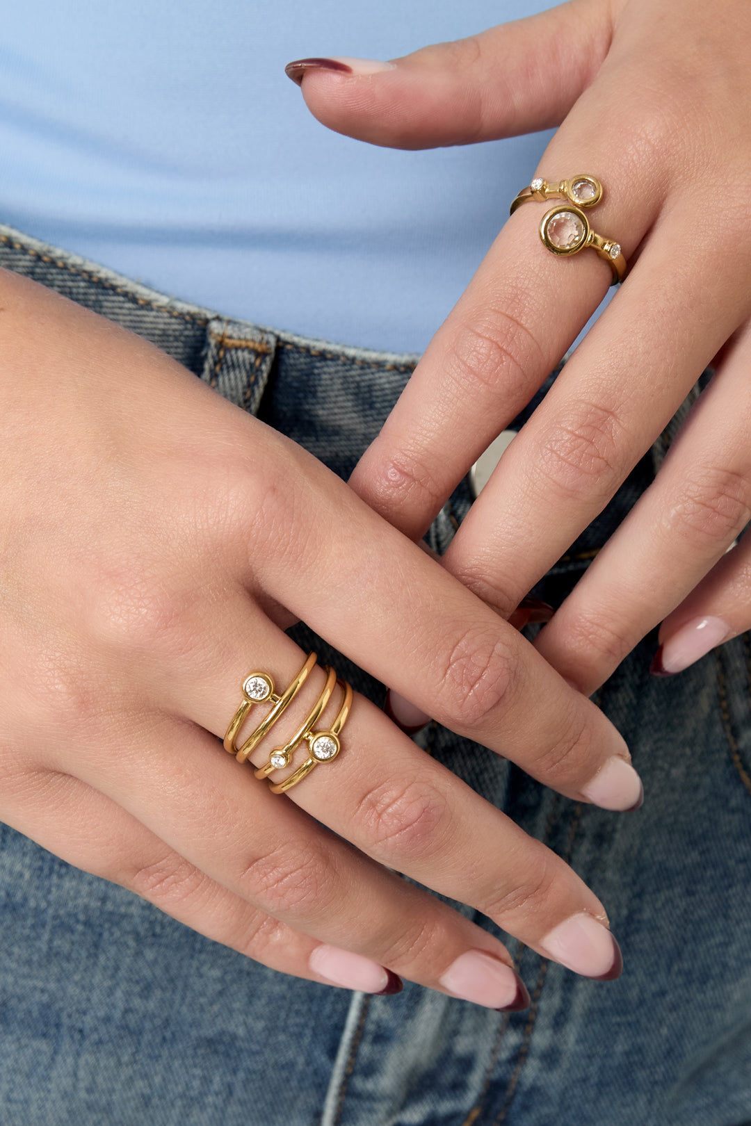 Edelstahl Statement Ringe Linien Casual Daily Simple Serie Damenschmuck