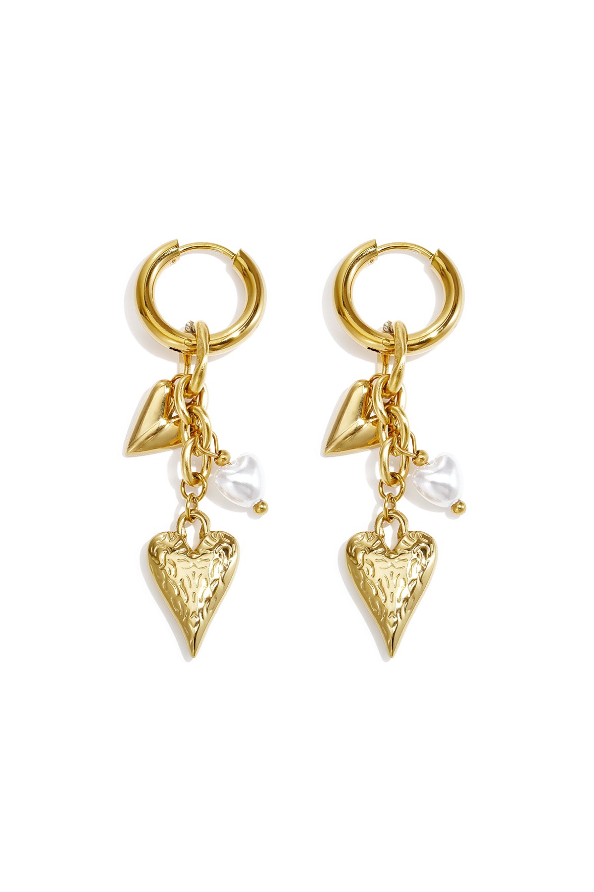 Ohrhänger aus Edelstahl, Herzform, schlichte Alltags-Serie, Damenschmuck