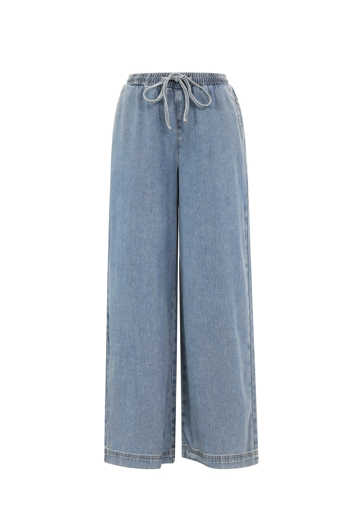 Gewebte Baumwolle Damen Wide Leg Jeans Sporty Einfarbig