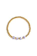 Massives Perlenarmband mit Perlen in blauem Blumenmuster