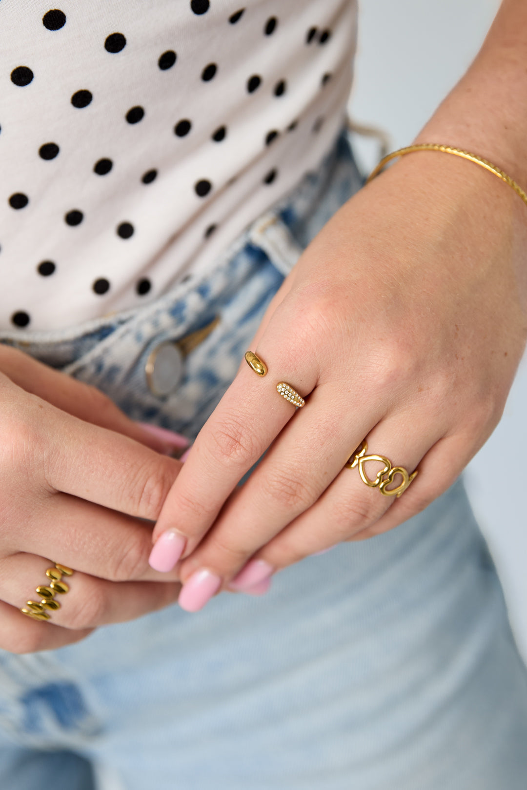 Minimalistische Ringe aus 14-karätig vergoldetem Edelstahl, kreisförmig, lässig, alltagstauglich, schlichte Serie, Damenschmuck