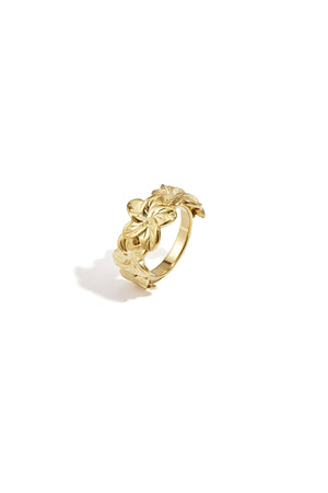 Statement-Ring mit Hibiskusblüten