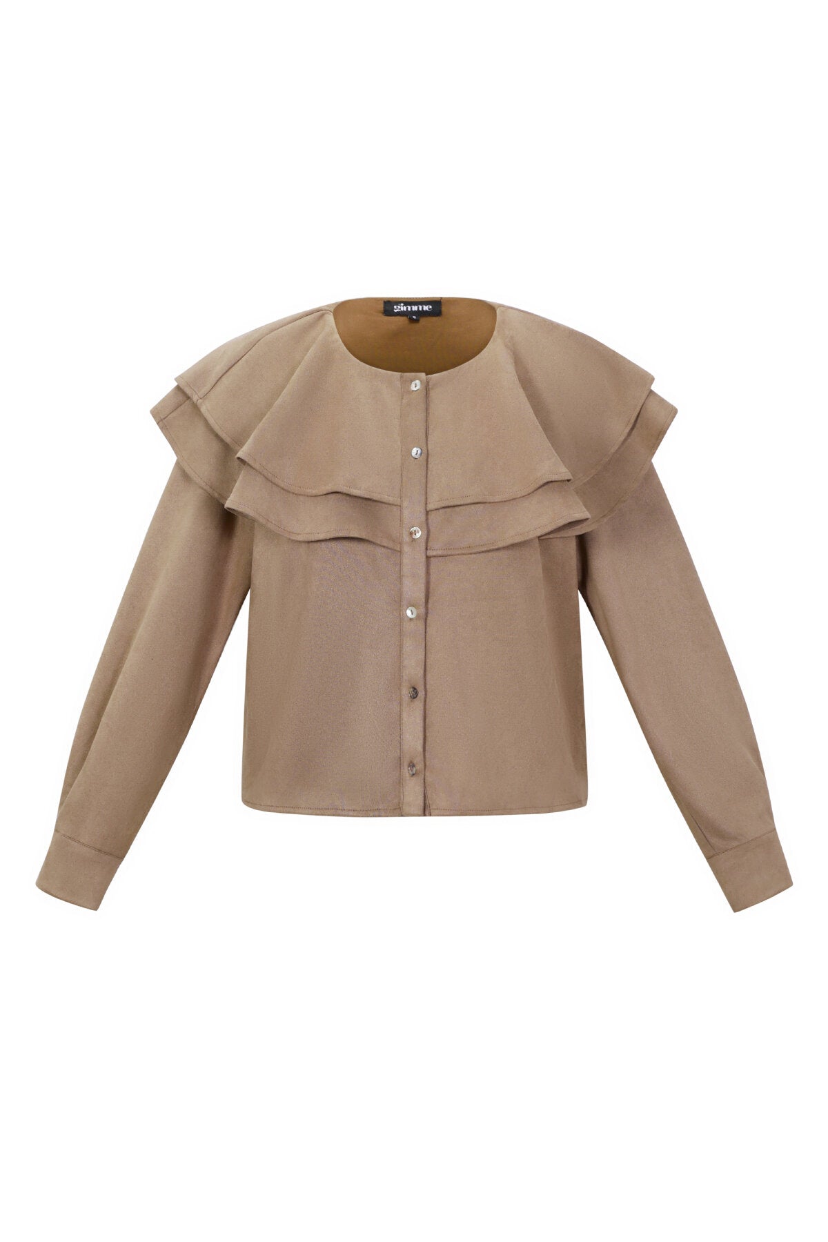 Woven Polyester Fiber Damen Bluse Elegant Ruffle Trim