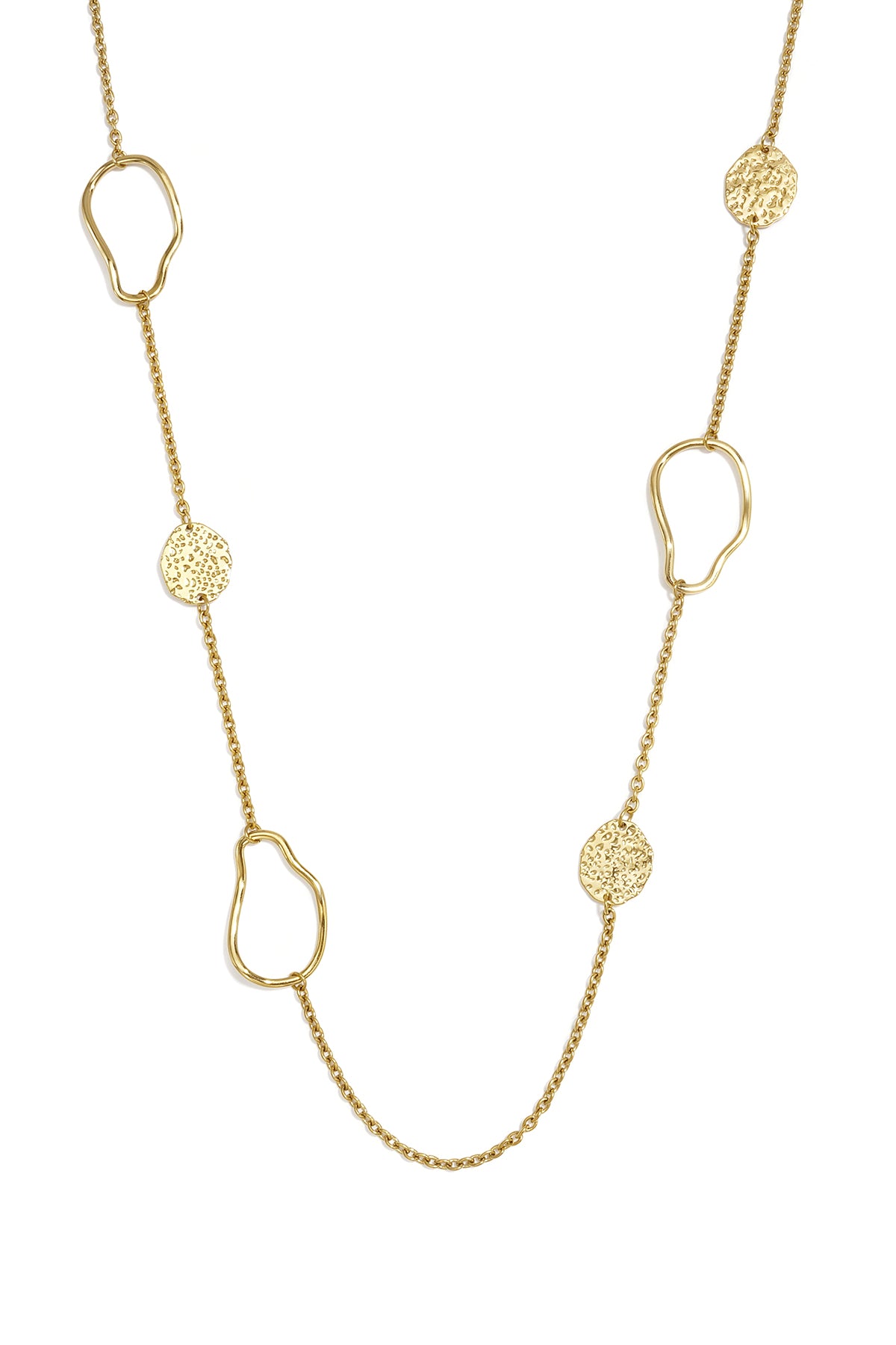 Lange Halsketten aus Edelstahl, unregelmäßige Form, schlichte Alltags-Serie, Damenschmuck