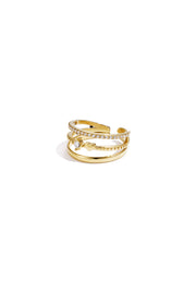 Dreilagiger Ring mit Steinen