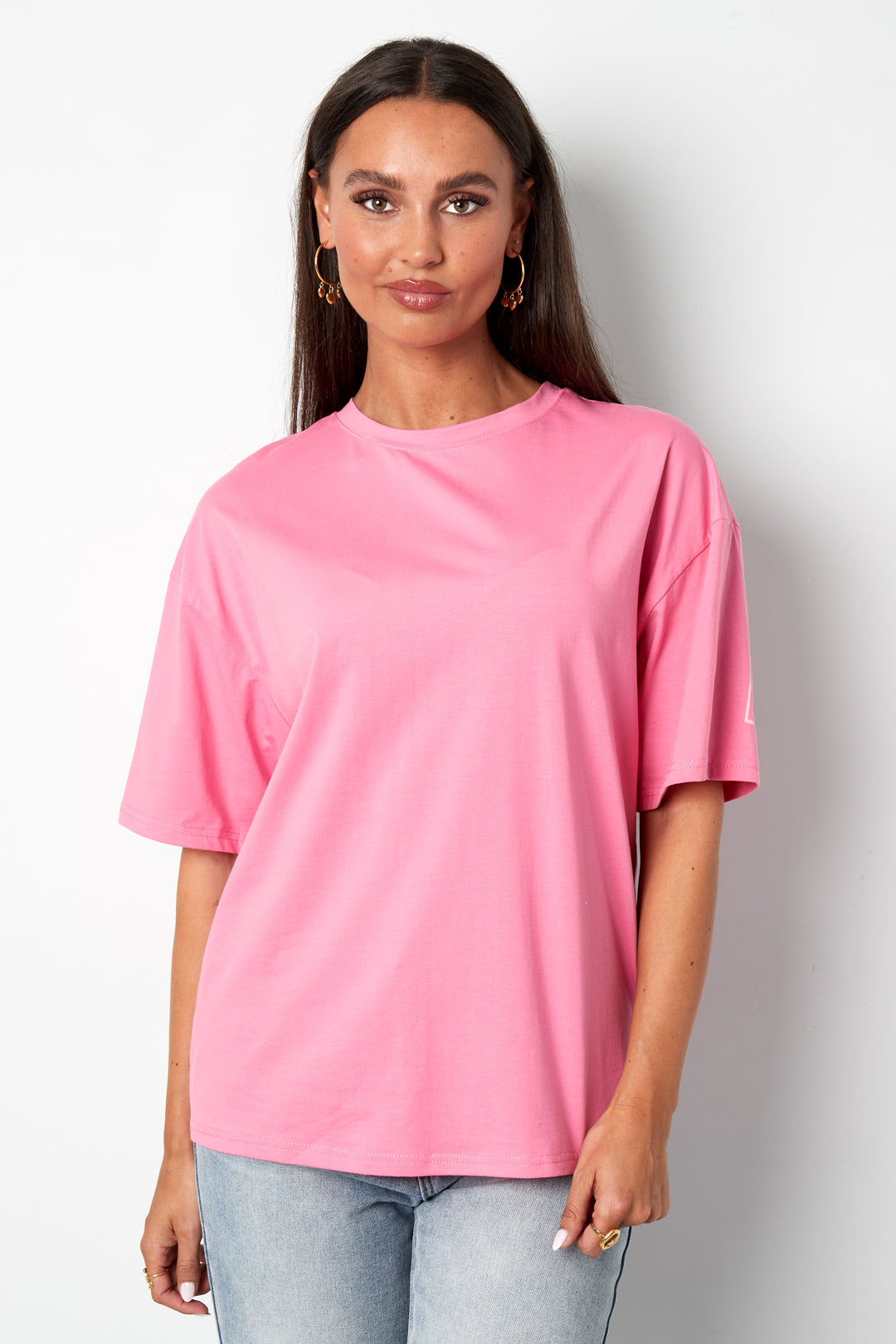 Cotton Damen T-Shirt Casual Letters