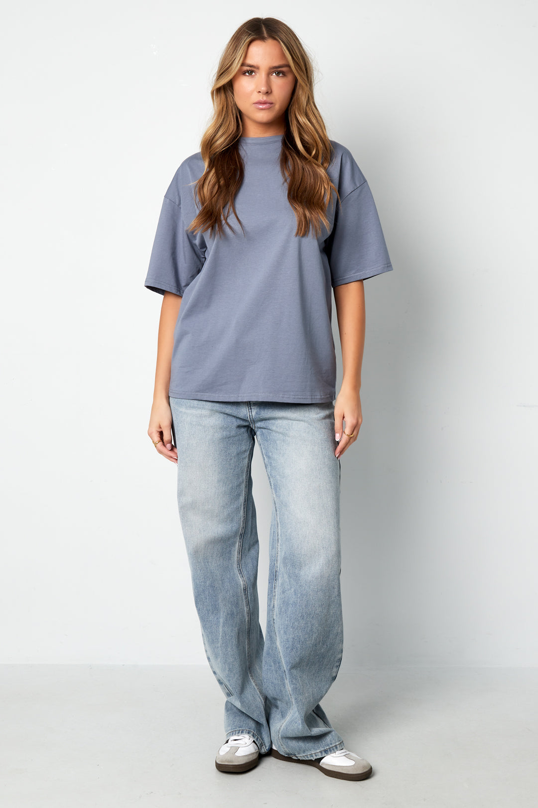 Baumwolle Gestrickte Damen T-Shirt Casual Einfarbig