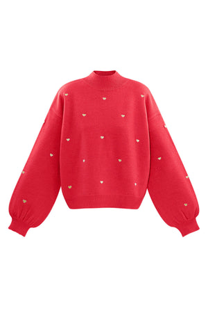 Acryl Strickpullover Casual Herz Muster Herbst/Winter