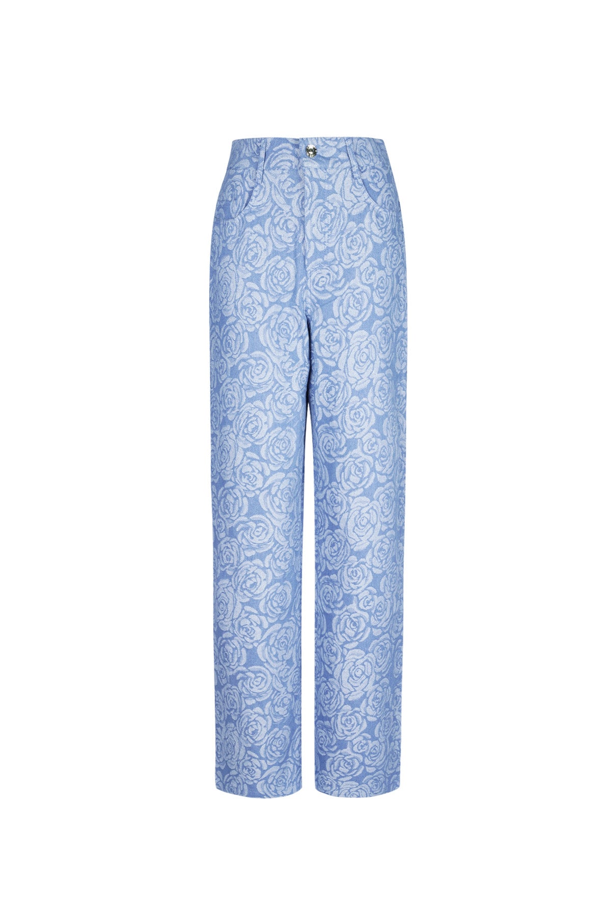 Baumwolle Gewebte Damen Gerade Hose Casual Blumenmuster