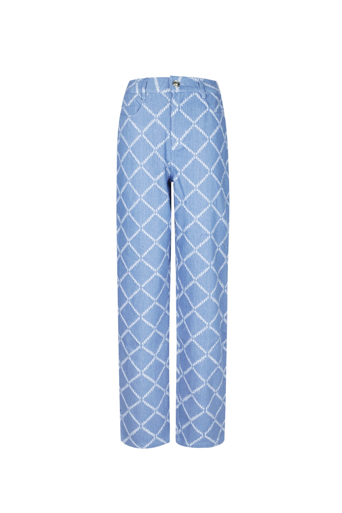 Baumwolle Gewebte Damen Gerade Hose Karo Casual