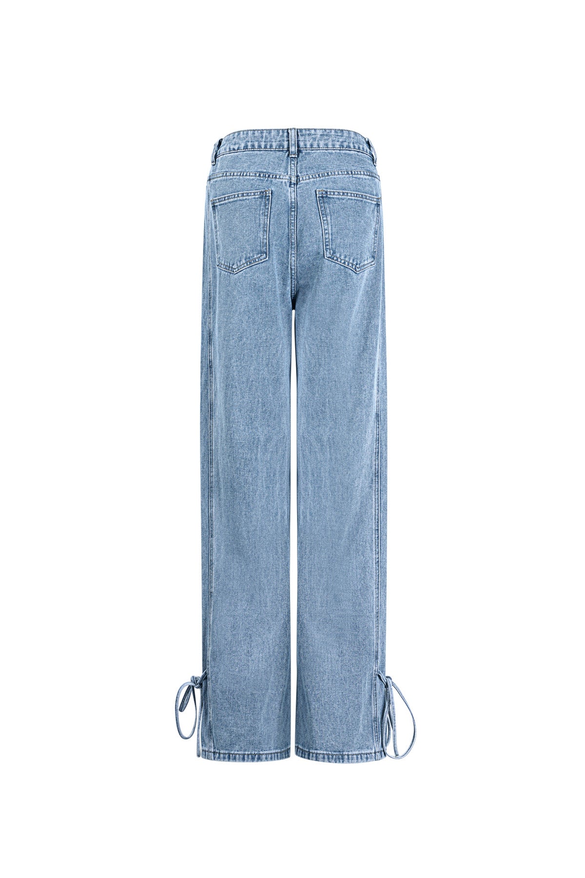 Baumwolle Gewebte Damen Gerade Jeans Casual Knotendetail