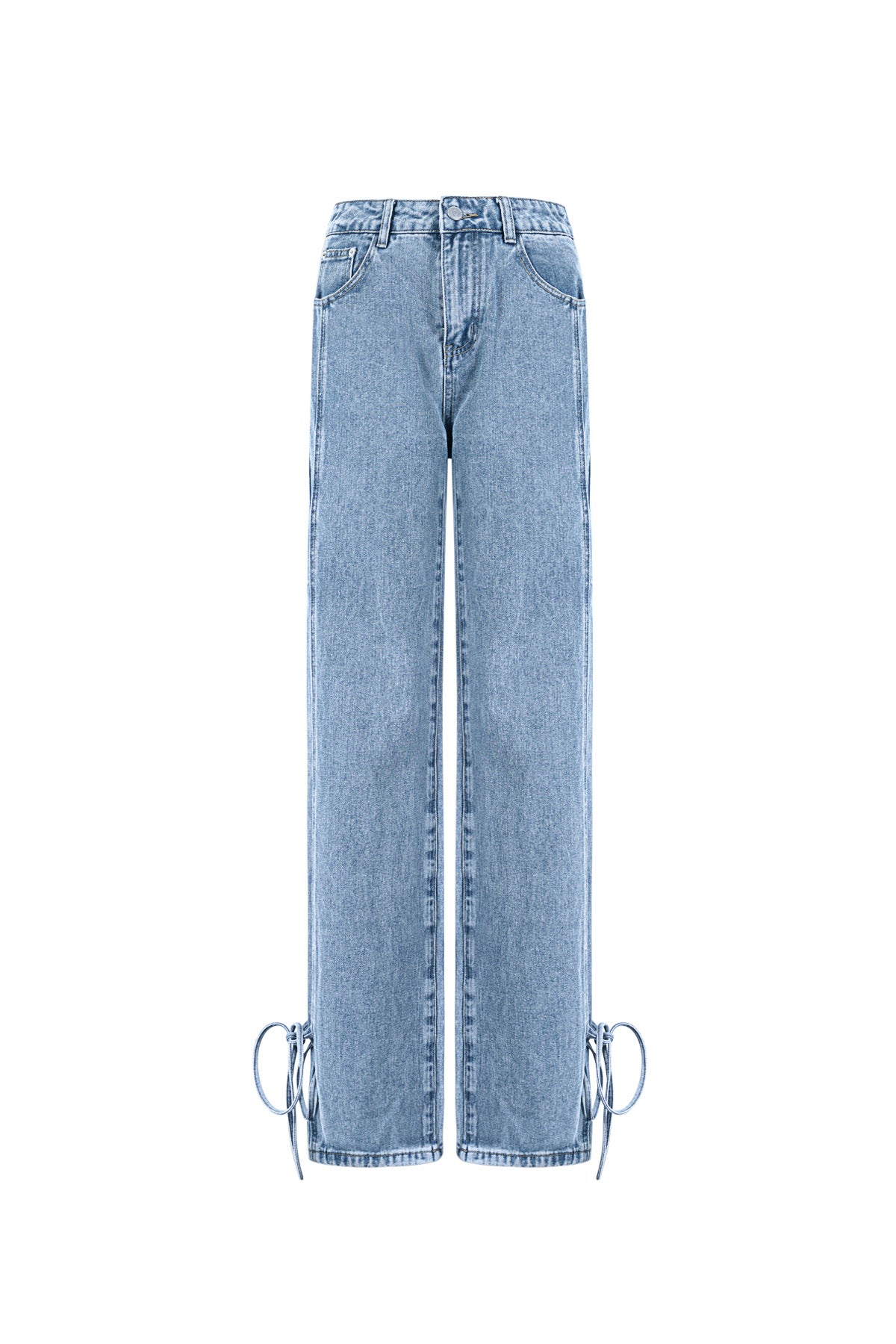 Baumwolle Gewebte Damen Gerade Jeans Casual Knotendetail