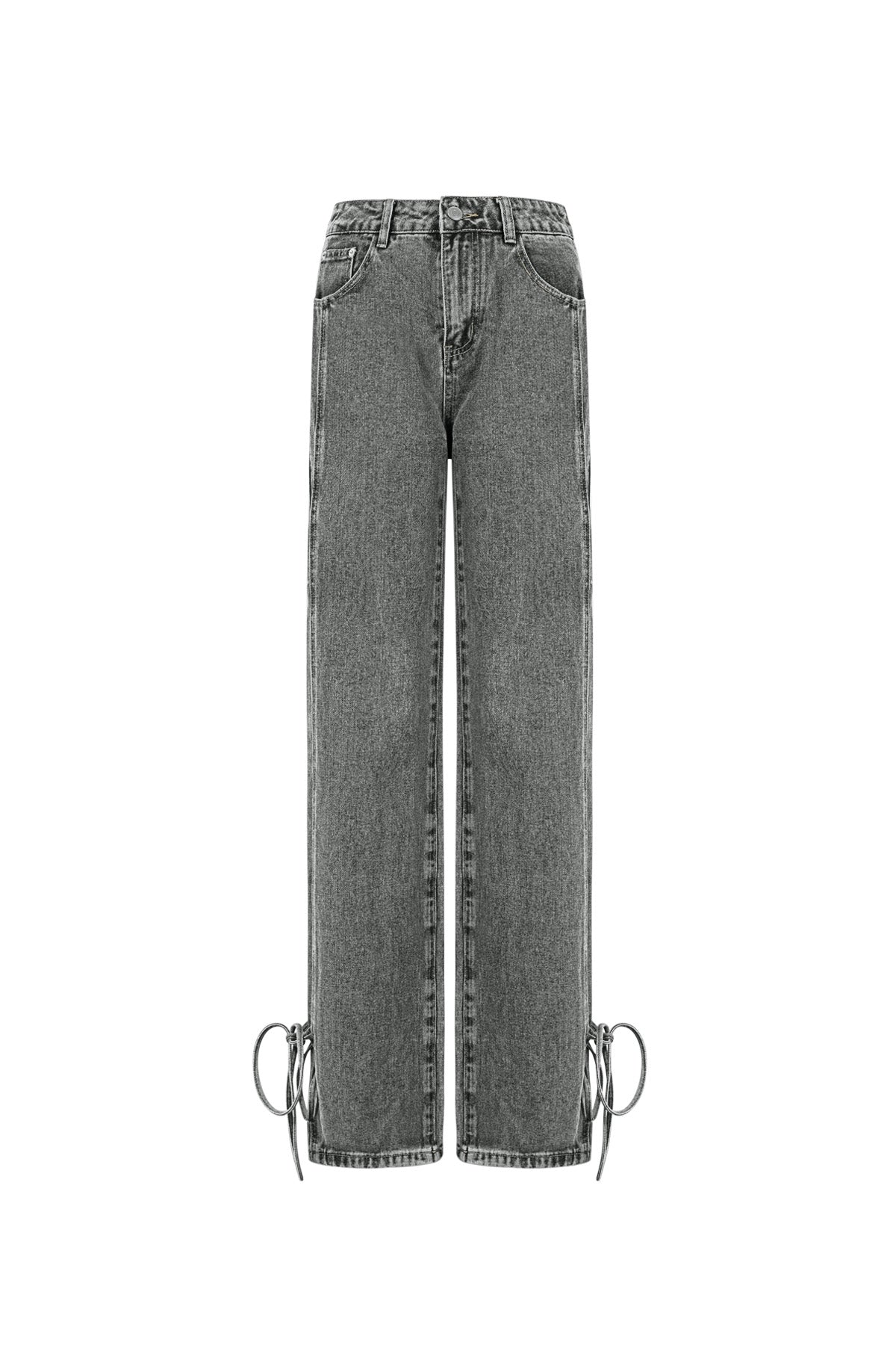 Baumwolle Gewebte Damen Gerade Jeans Casual Knotendetail