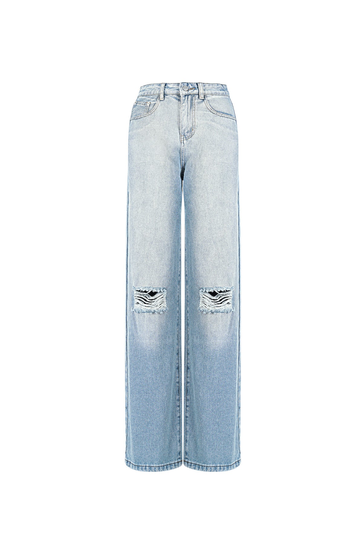 Cotton Woven Damen Straight Leg Jeans Ripped