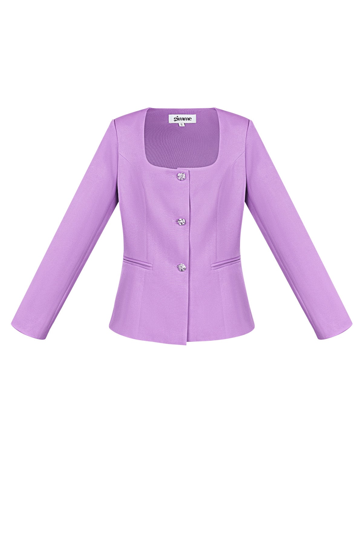 Polyester Damen Blazer Anzug Quadratischer Ausschnitt Taillierter Schnitt