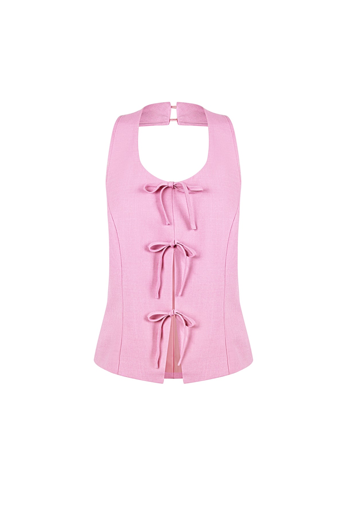 Gewebte Polyesterfaser Damen-Oberteil Ohne Ärmel Casual Schleife Detail