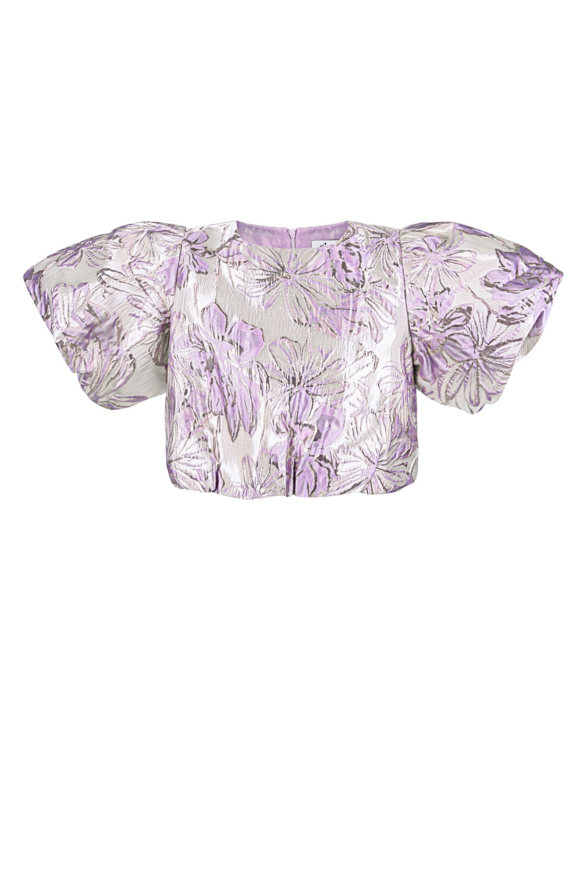 Polyester Damen Kurzarm Oberteil Puffärmel Blumenmuster