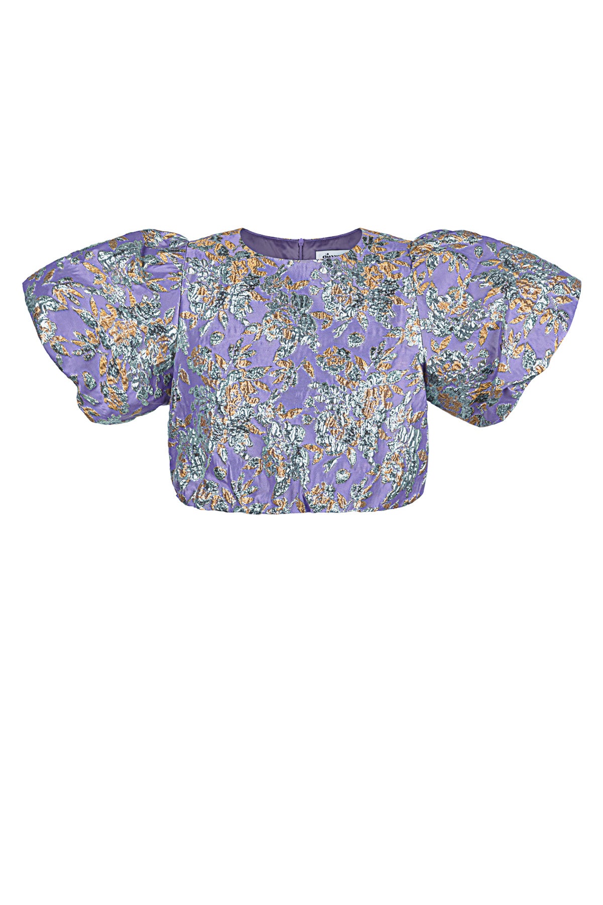 Polyester Damen Kurzarm Oberteil Puffärmel Blumenmuster