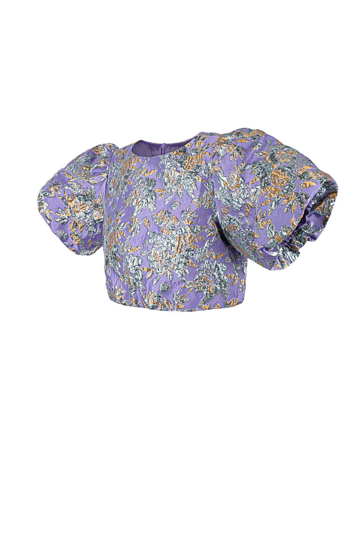 Polyester Damen Kurzarm Oberteil Puffärmel Blumenmuster