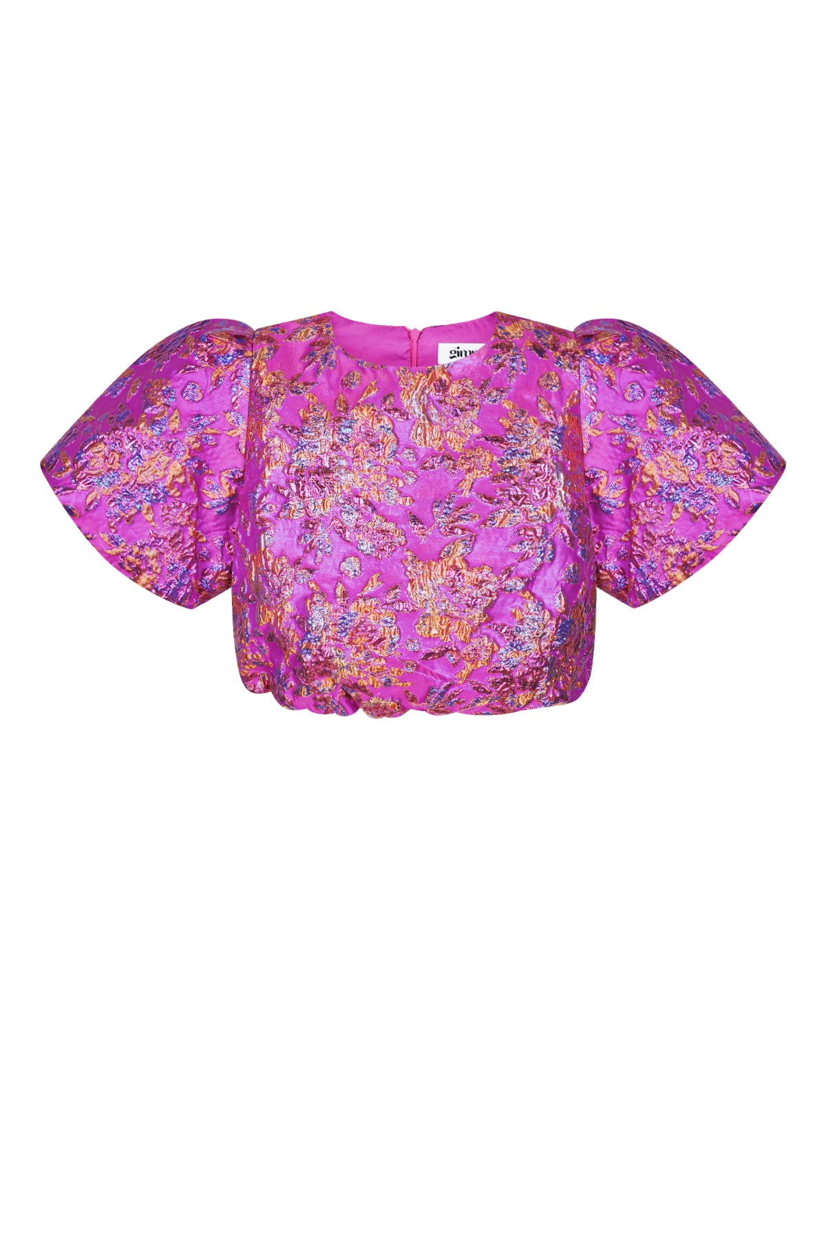 Polyester Damen Kurzarm Oberteil Puffärmel Blumenmuster