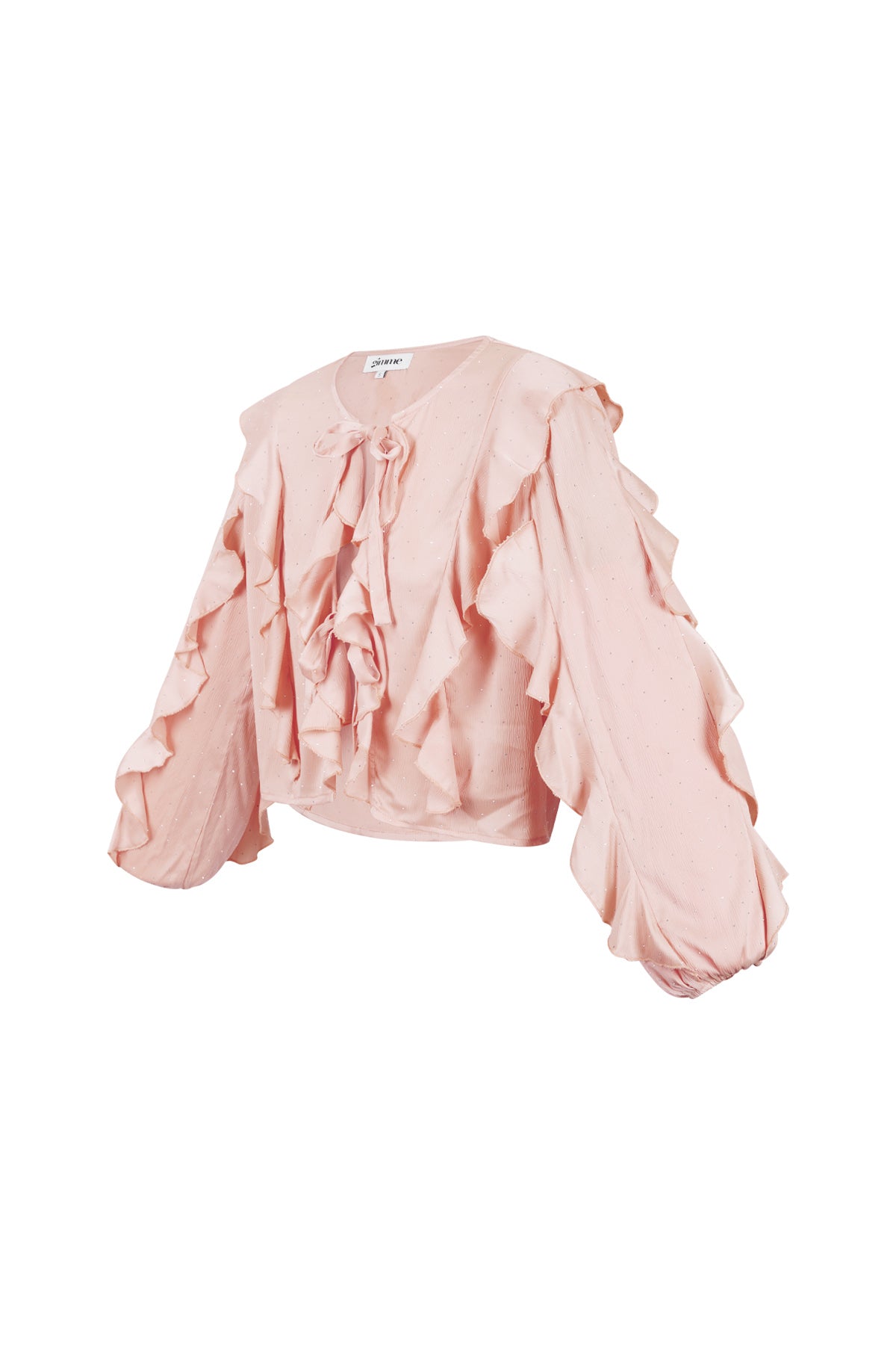 Polyester Damen Langarm-Oberteil Mit Rüschen Vorne Bindung