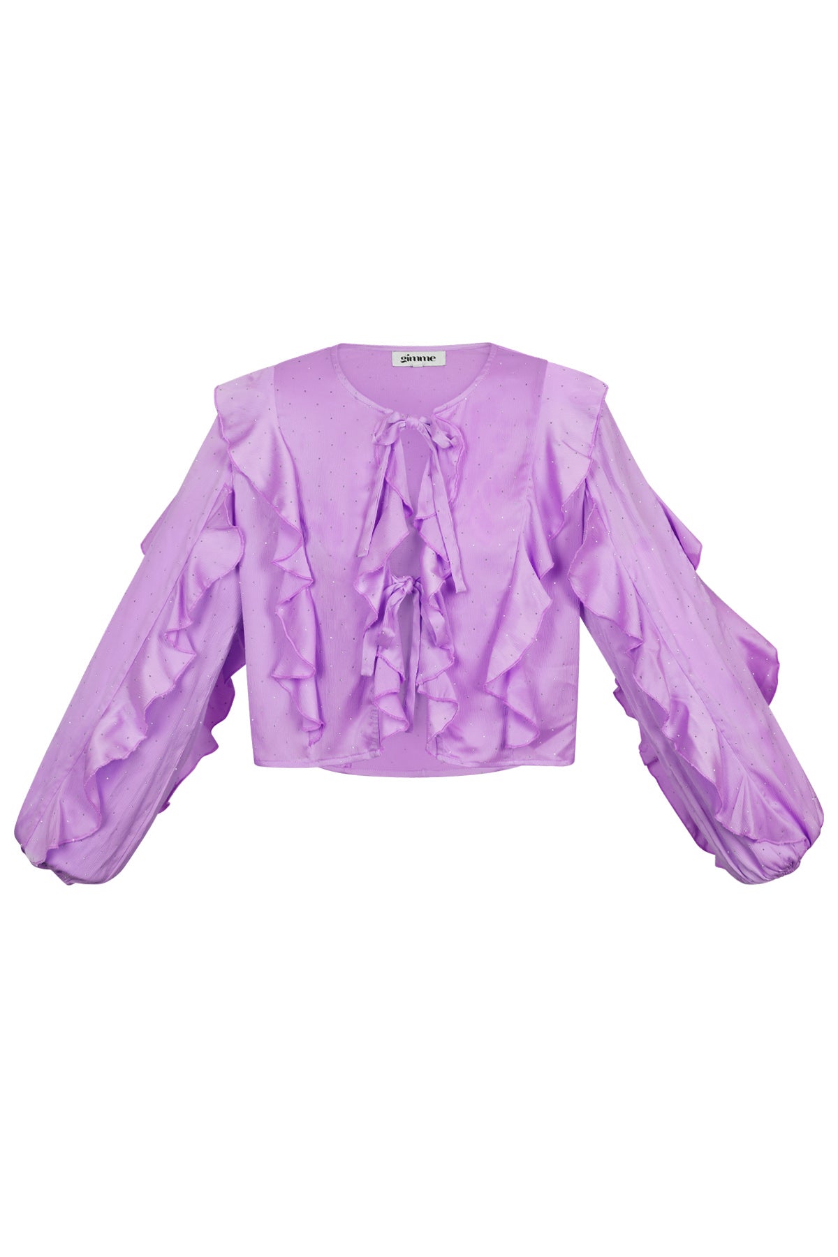 Polyester Damen Langarm-Oberteil Mit Rüschen Vorne Bindung