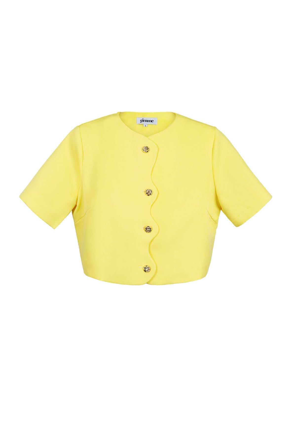 Polyester Damen Kurzarm Oberteil Kurz geschnitten Knopfleiste