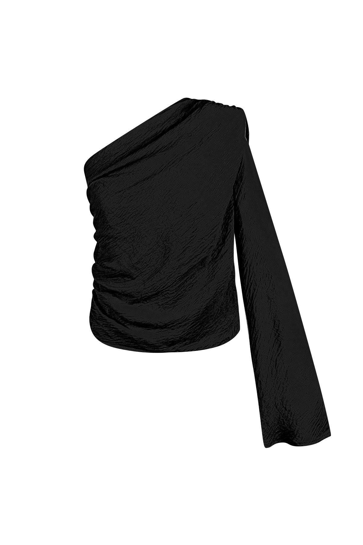 Polyester Damen Ein-Schulter Langarm Oberteil Asymmetrisches Design