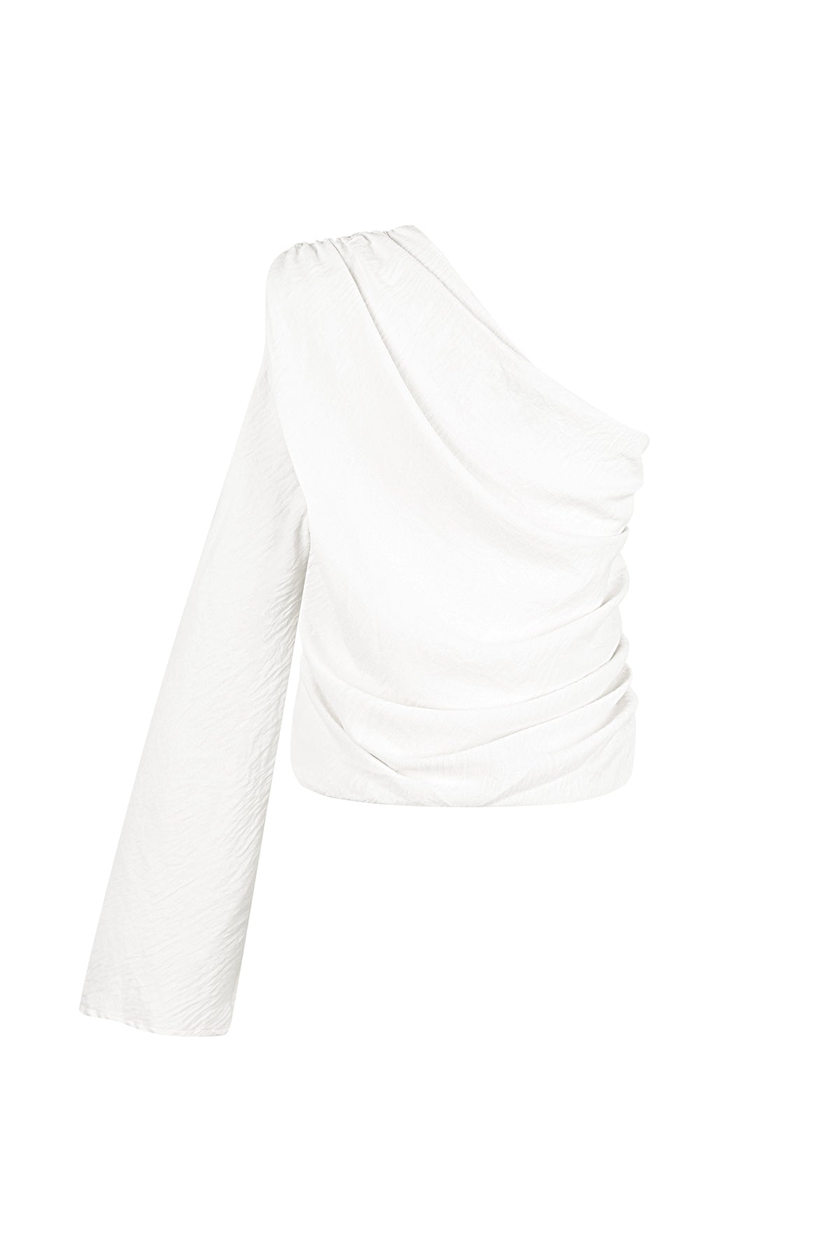 Polyester Damen Ein-Schulter Langarm Oberteil Asymmetrisches Design