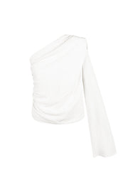 Polyester Damen Ein-Schulter Langarm Oberteil Asymmetrisches Design