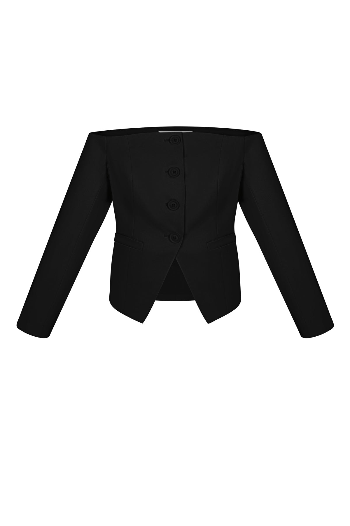 Polyester Damen Off-Shoulder Langarm Oberteil Knopfleiste Design