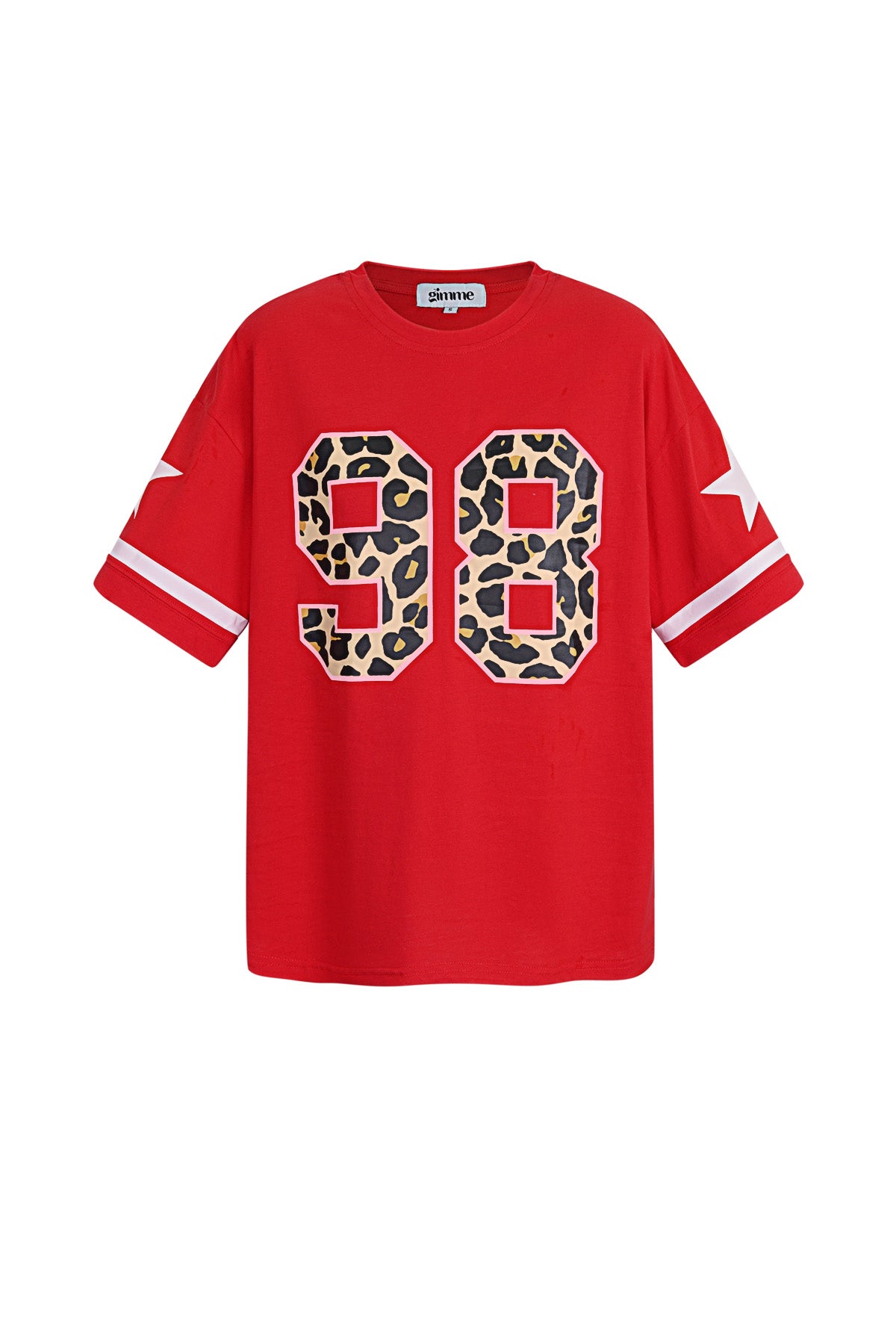 Baumwolle Damen T-Shirt Oversized Leopardenmuster Zahl 98