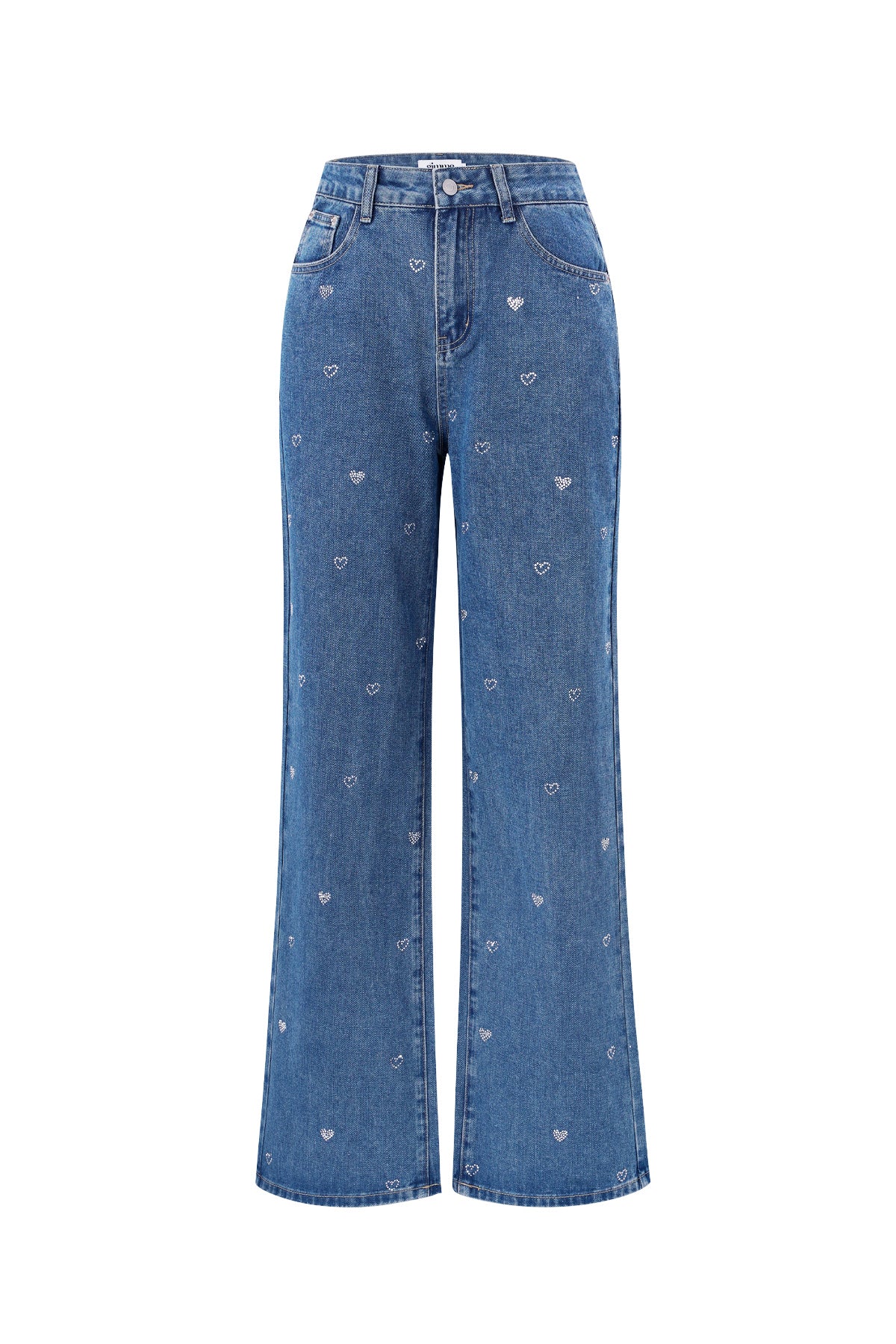 Baumwolle Gewebte Damen Gerade Jeans Herz Stickerei Casual
