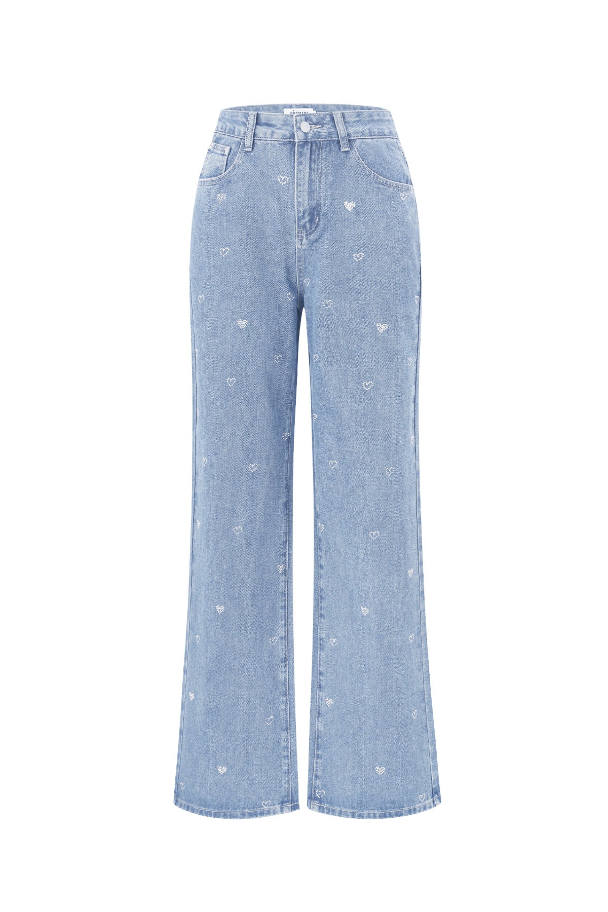 Baumwolle Gewebte Damen Gerade Jeans Herz Stickerei Casual