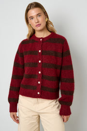 Gestrickte Polyesterfaser Damen-Cardigan Casual Streifen