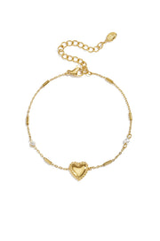 Armband mit Perle, Stein und auffälligem Herz