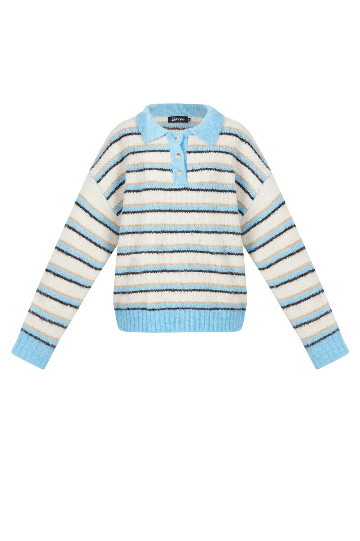 Gestrickter Polopullover mit Streifen