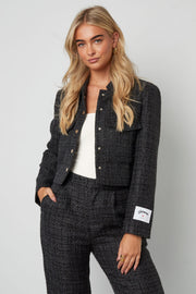 Gewebte Polyesterfasern Damenjacke Elegantes Karomuster Statement