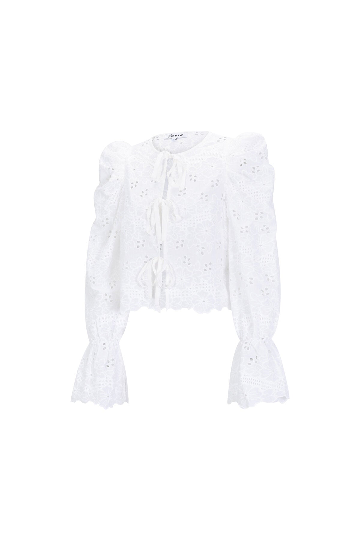 Baumwolle Gewebt Damen Langarm Oberteil Casual Cutout