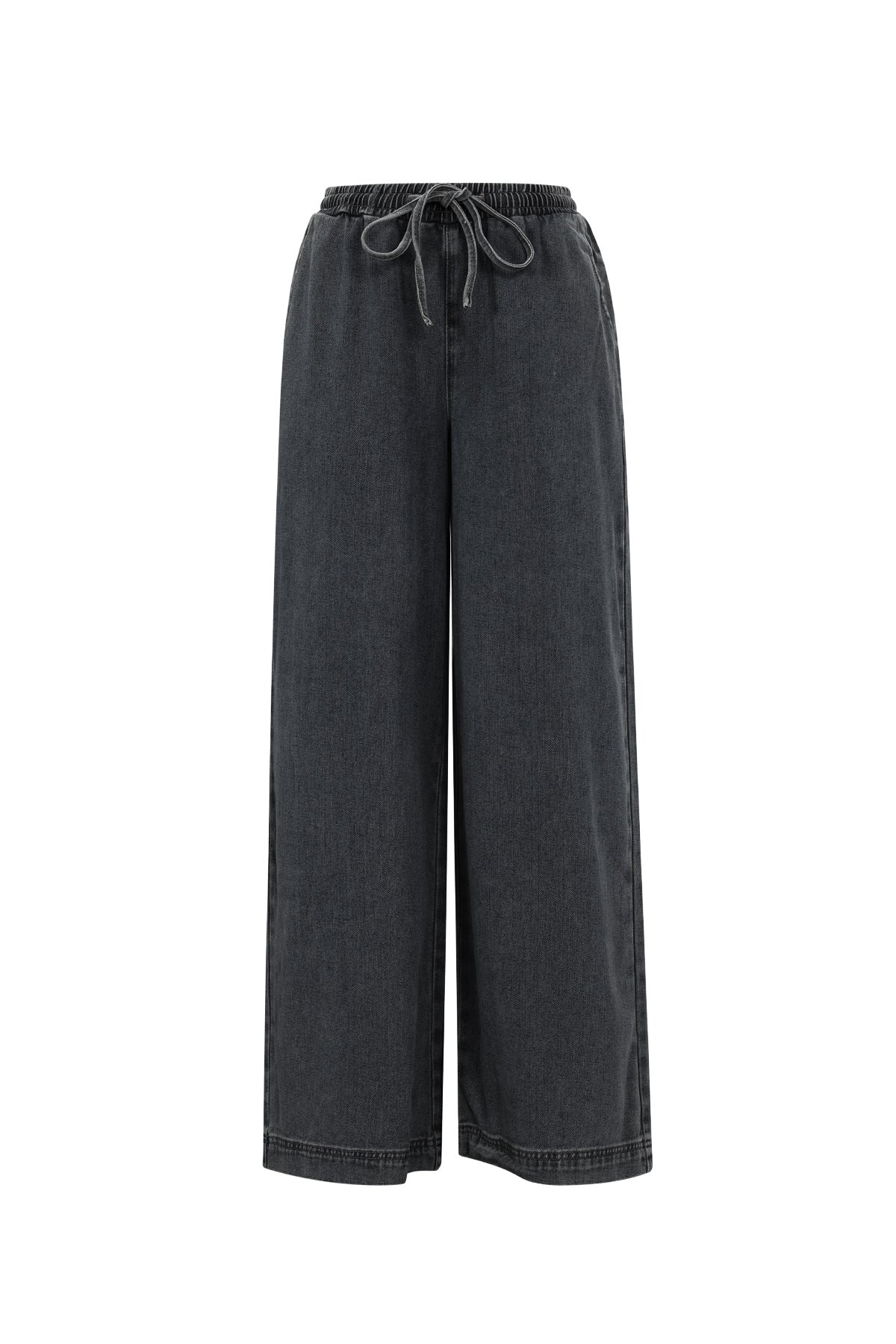 Gewebte Baumwolle Damen Wide Leg Jeans Sporty Einfarbig