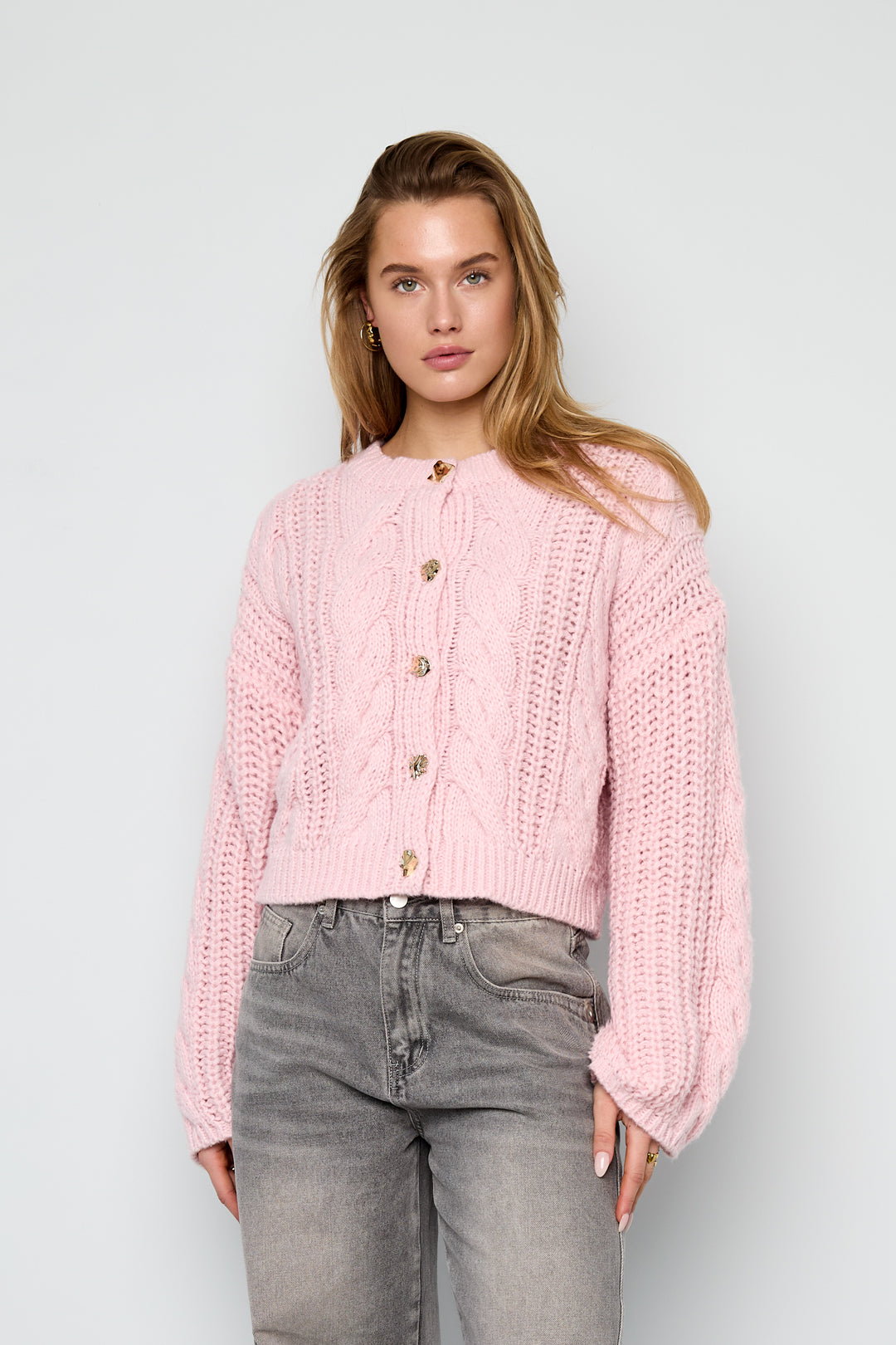 Zopfmuster-Strickjacke