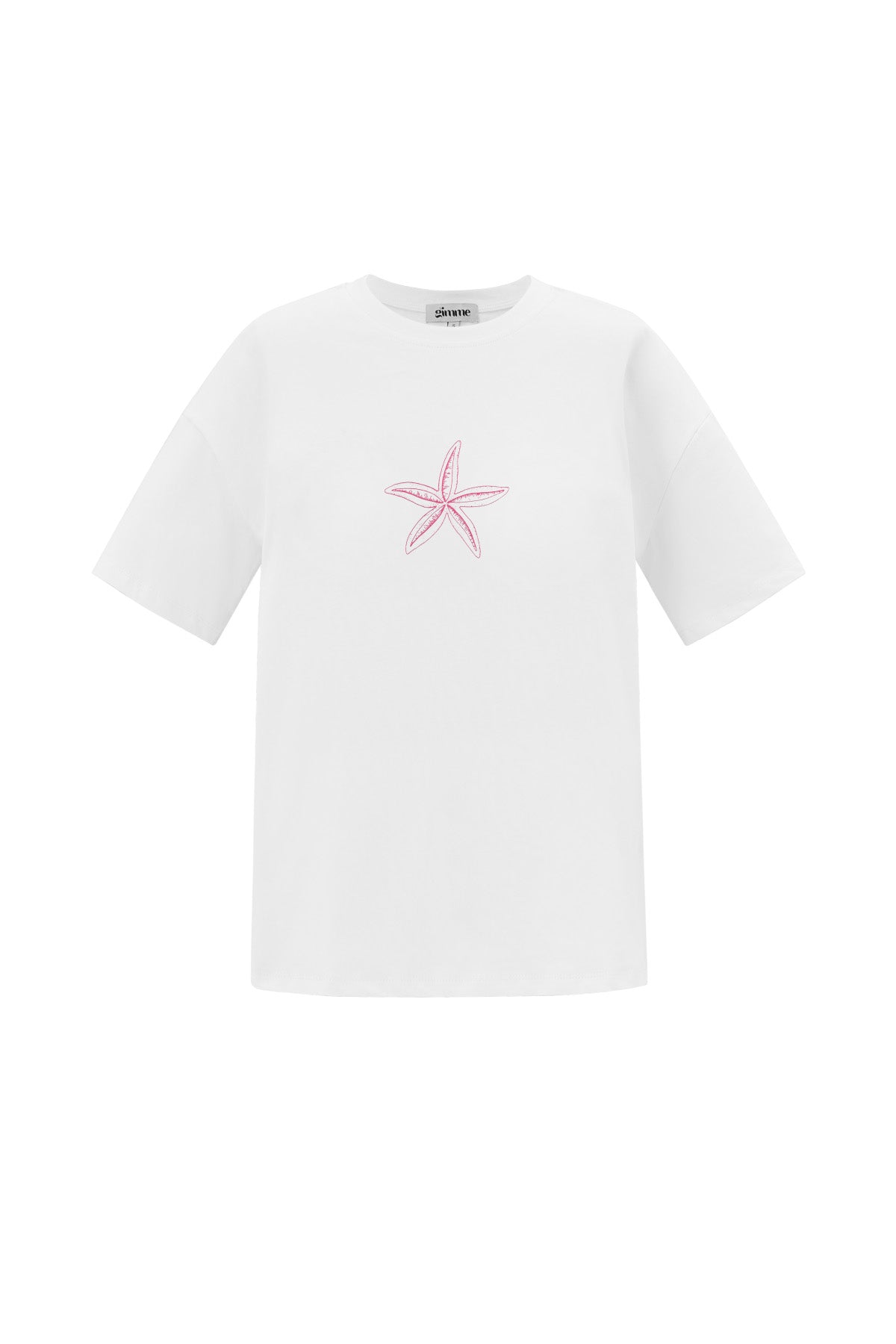 Baumwolle Damen T-Shirt Casual Bestickter Seestern
