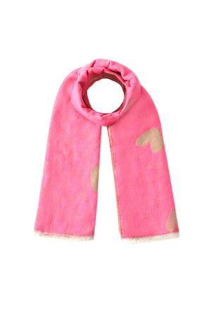 Soft Heart-Print Winter Scarf for Women - Casual & Cozy