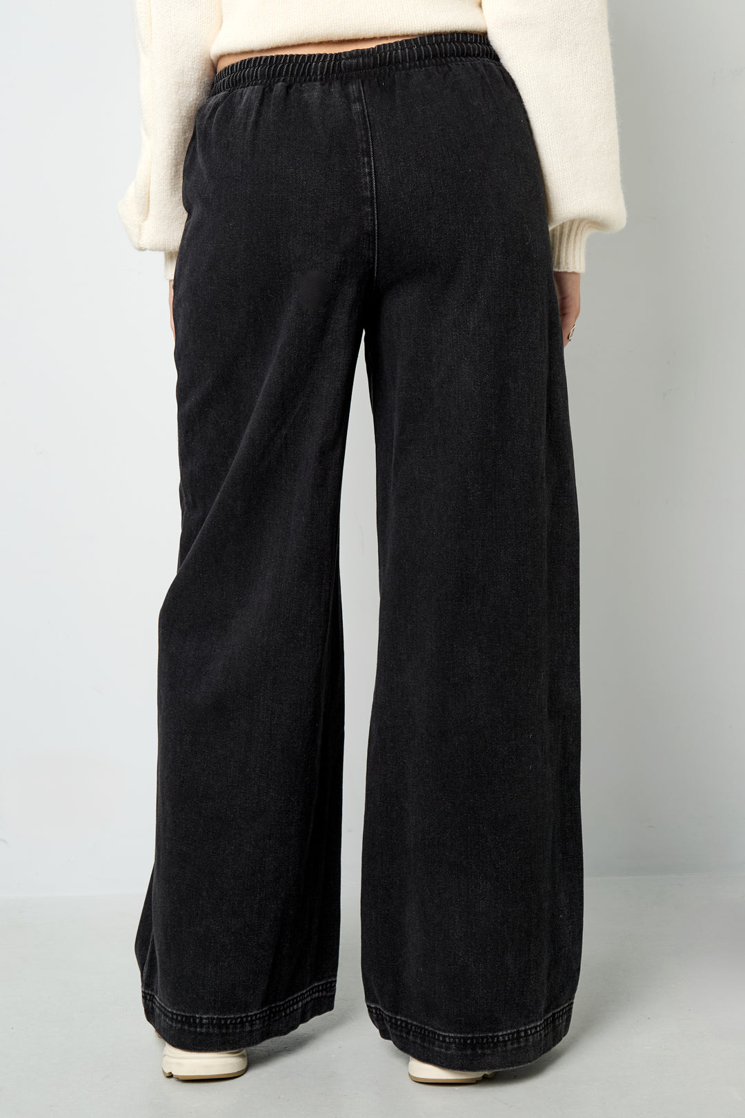 Gewebte Baumwolle Damen Wide Leg Jeans Sporty Einfarbig