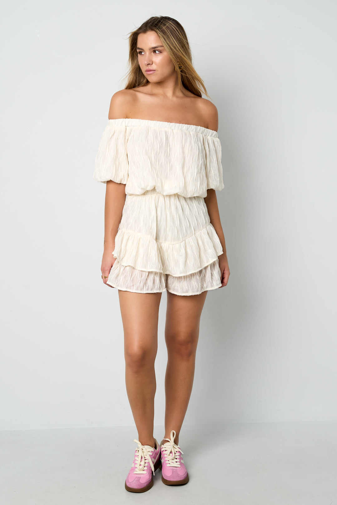 Elegant Apricot & Black Ruffle Edge Bodysuit