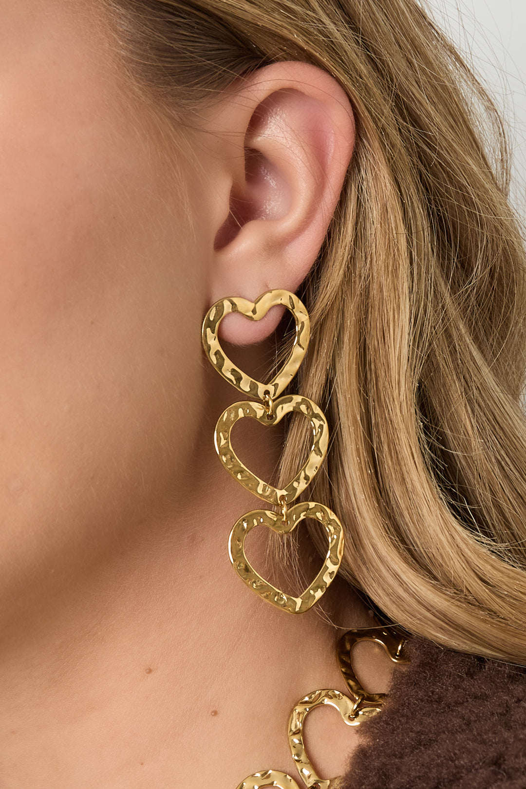 Edelstahl-Ohrhänger mit Herz-Motiv, lässig, täglich, einfache Serie, Damenschmuck