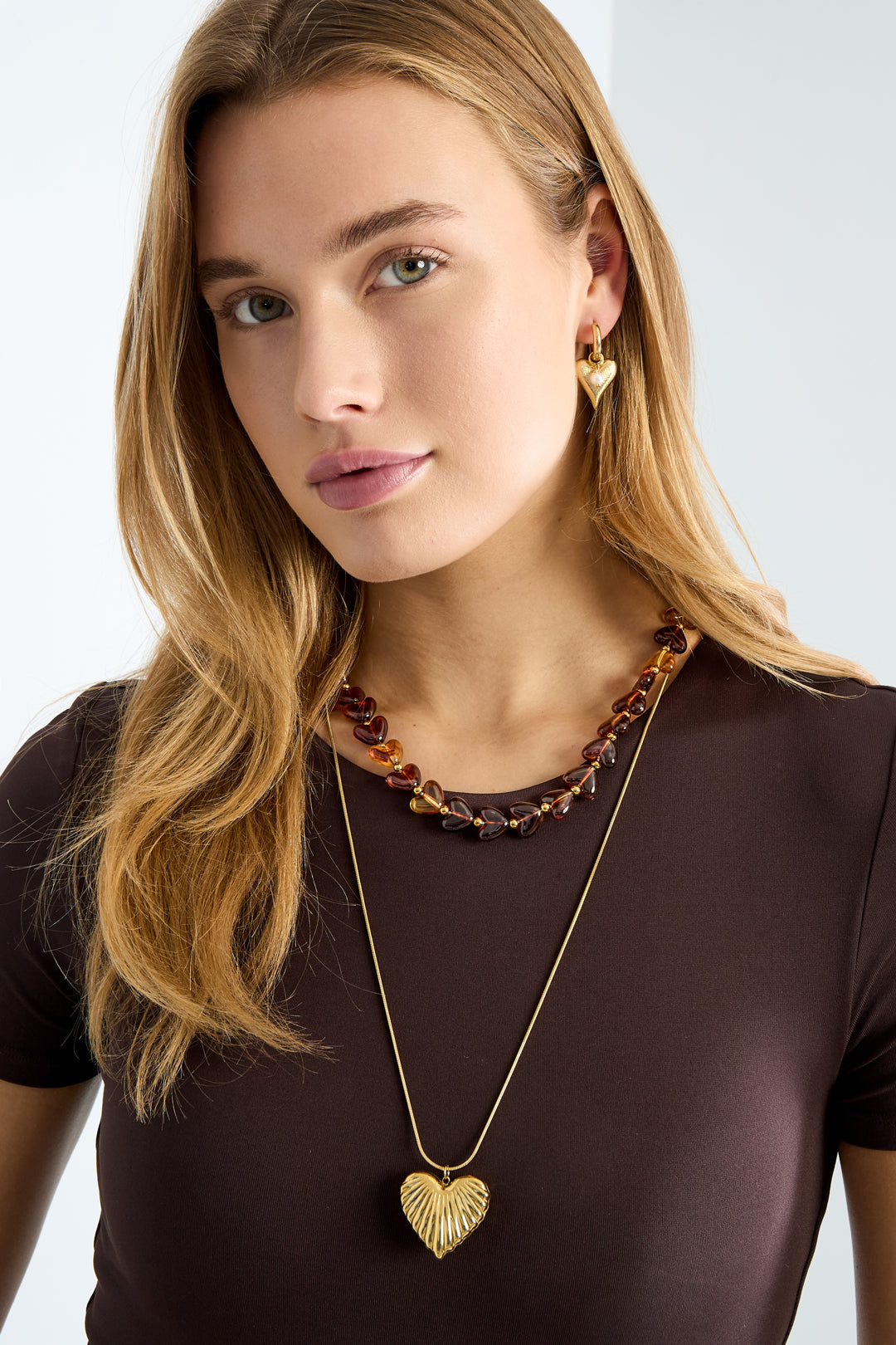 Edelstahl Lange Halsketten Herz Casual Täglich Einfache Serie frauen schmuck
