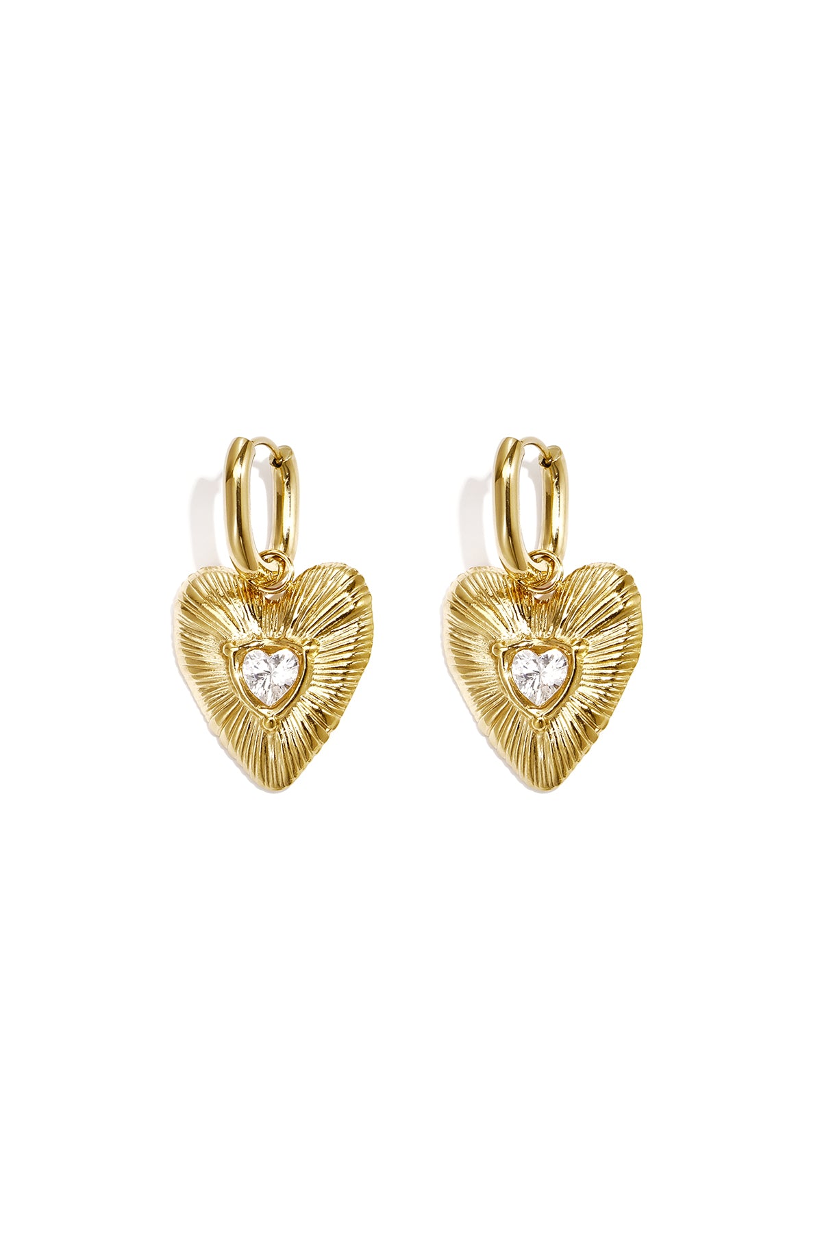 Ohrhänger aus 14-karätig vergoldetem Edelstahl, Herzform, schlichte Alltags-Serie, Damenschmuck