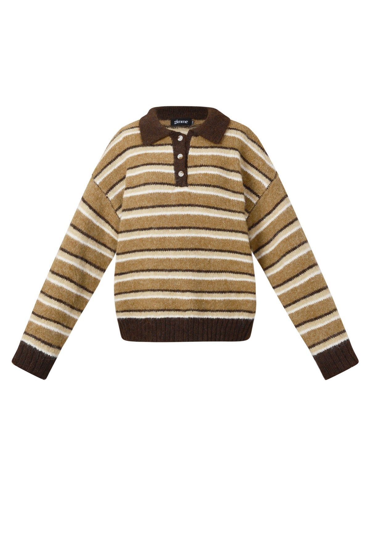 Gestrickter Polopullover mit Streifen